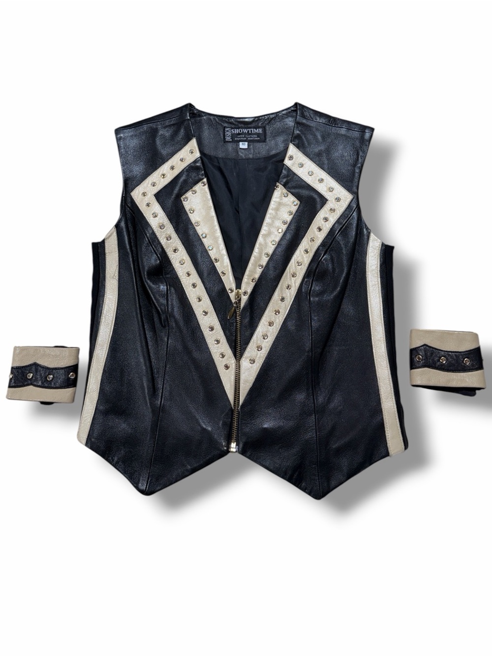 Showtime Design Leather Embellished Vest/Cuffs Dressage Equestrian Western Sz 10